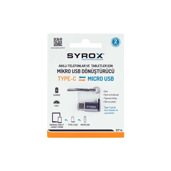 Syrox Type-C Micro USB Dönüştürücü DT14 Gümüş - 4