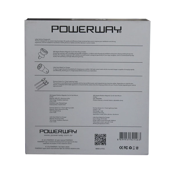 Powerway Universal Araç Telefon Tutucu + Başlık + Kablo Set GR01 - 2
