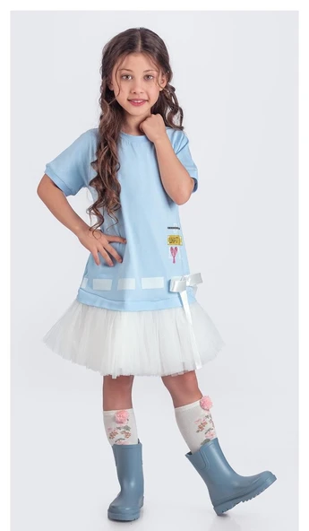 Tütü Etekli Yazlık Penye Kız Çocuk Spor Elbise M00703 - 4