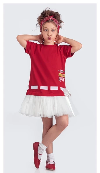 Tütü Etekli Yazlık Penye Kız Çocuk Spor Elbise M00703 - 6