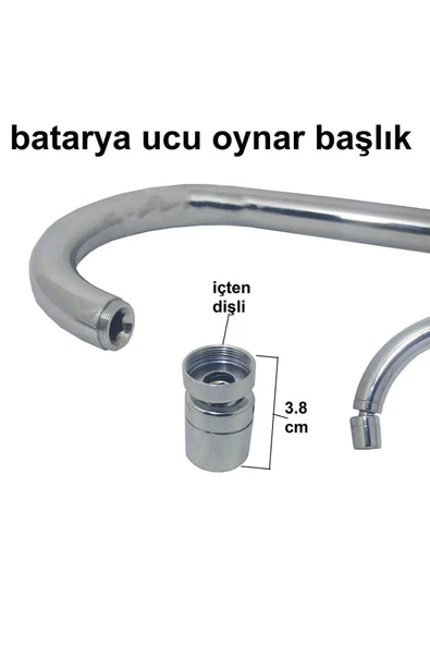 KALİTE Krom Prinç Oynar Başlıklı Perlatör FİLİTRELİ MUSLUK UCU 360 DERECE DÖNER PERLATÖR İÇTEN DİŞLİ - 3