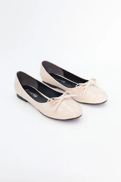 Kadın Babet Fiyonklu Bej Rugan 5335 Tam Kalıp - 2