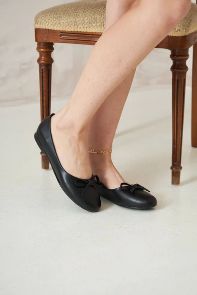 Kadın Siyah Fiyonklu Babet Tam Kalıp - 7