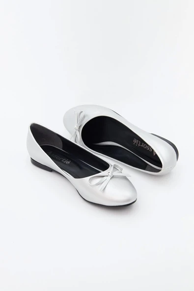 Kadın Babet Fiyonklu Mat Gümüş 5335 Tam Kalıp - 6