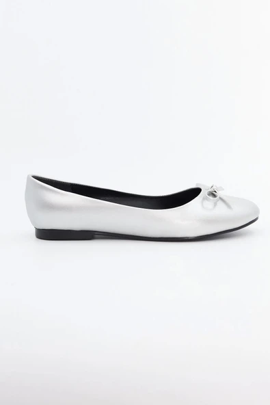 Kadın Babet Fiyonklu Mat Gümüş 5335 Tam Kalıp - 7