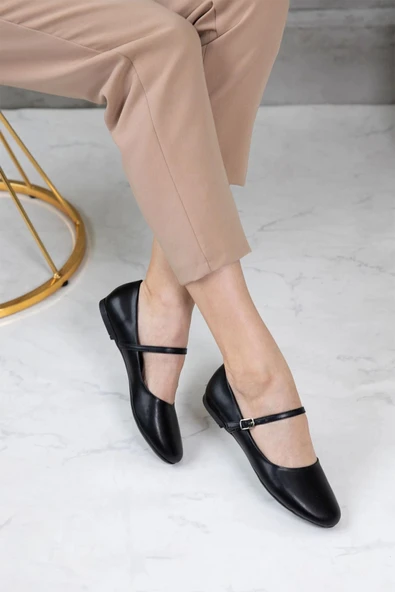 Kadın Babet Bağlamalı Tokalı Siyah Cilt 5390 Tam Kalıp - 3