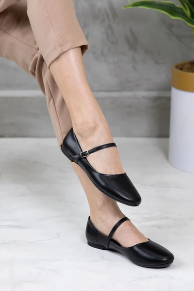 Kadın Babet Bağlamalı Tokalı Siyah Cilt 5390 Tam Kalıp - 2