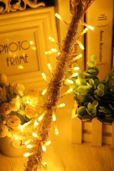 10 Metre 100 Ledli 8 Fonksiyonlu Dekoratif Lambader Sarı Lamba - 8