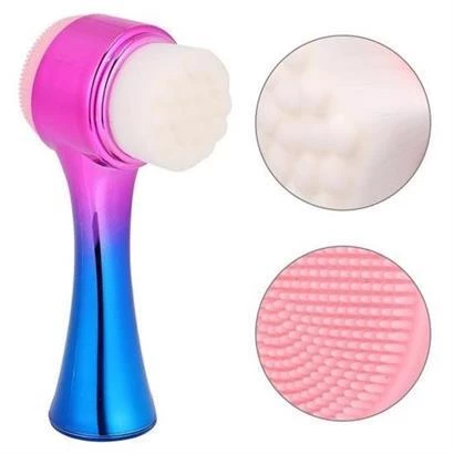 Çift İşlevli Renkli Cilt Yüz Temizleme Fırçası Peeling Masaj Etkili Gözenek Temizleyici Alet - 4