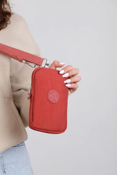 Klinkır Kumaş Mini Çapraz Askılı Kadın Cep Telefonu Çantası Mini Cüzdan Çanta 20*10 Cm Su İtici - 9