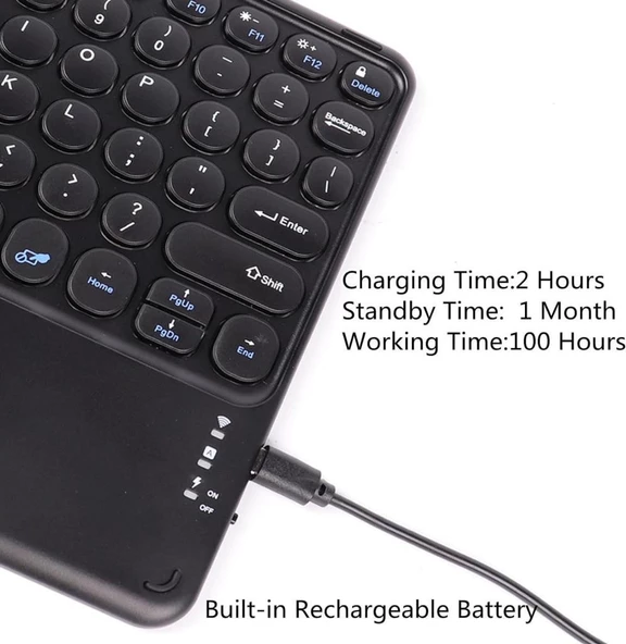 Huawei Matepad 10.4" Uyumlu Kablosuz Bluetooth Şarjlı TouchPad'li Klavye Mouse Seti - Siyah - 5