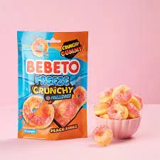 Bebeto Freeze Peach Rings 35g New - 3