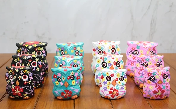 Ahşap 3'lü Baykuş Seti Polos:3 ürün görseli