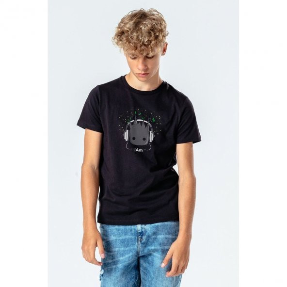 I Am Groot Music Black Baskılı Unisex Çocuk Siyah T-shirt