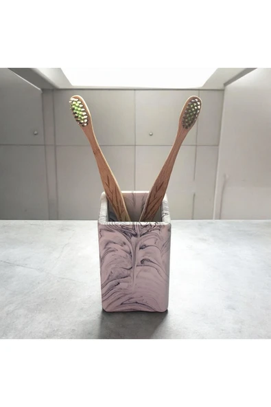 Estetik Mermer Desenli Beton Banyo Aksesuar Seti (3 Parça) - 3