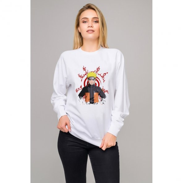 Anime NarutoTokyo Ghoul Kaneki Manga Baskılı Beyaz Kadın Örme Sweatshirt Uzun kol - 1