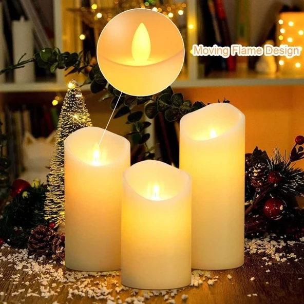 ALEV EFEKTLİ VIP DELUXE 14 LÜ SET IŞIKLI MUM GÜN IŞIĞI LED TİTREK YANAN LED MUM BÜYÜK ORTA KÜÇÜK MUM - Resim 6