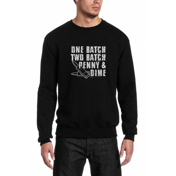 Punisher One Batch Two Batch Baskılı Siyah Erkek Örme Sweatshirt Uzun kol - 1