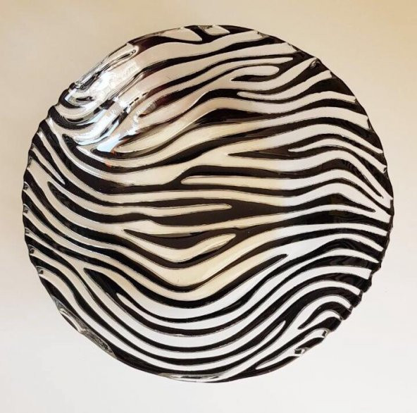 ZEBRA DESENLİ ŞEFFAF SİYAH ÇİZGİLİ CAM YEMEK TABAĞI (Özel Seri) - 1