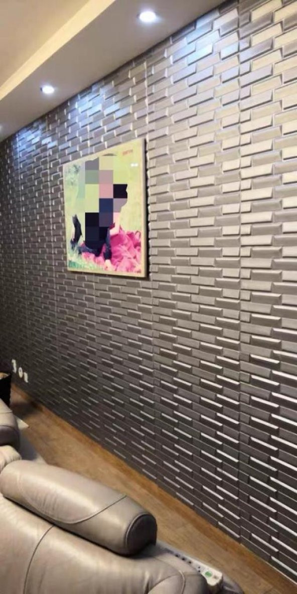 Renkli Duvarlar 3D Koyu Gri Tuğla Desen Kendinden Yapışkanlı Sünger Duvar Paneli - 2