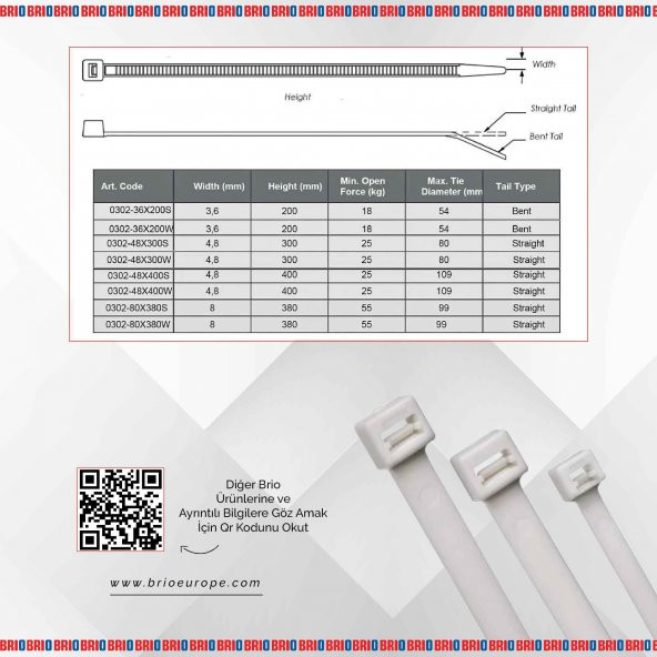 Brio Kablo Cırt Kelepçe Beyaz 48X300 Mm 100 Lük - Resim 5