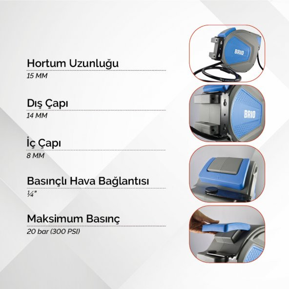 Brio Hava Hortumu Makaralı 15 M + 1 M 8X12 MM - 4