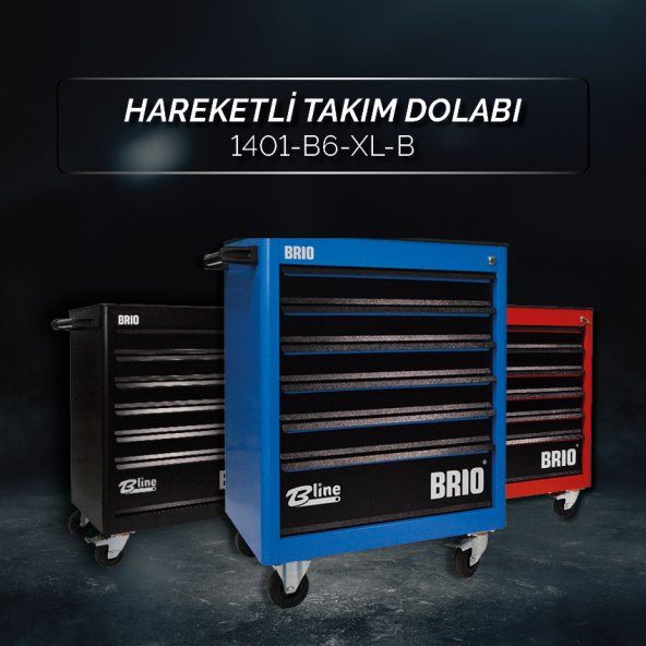 Brio Hareketli Tekerlekli Takım Dolabı Takım Arabası 6 Çekmeceli Kilitli Xl 256 Parça Mavi Dolu - 2