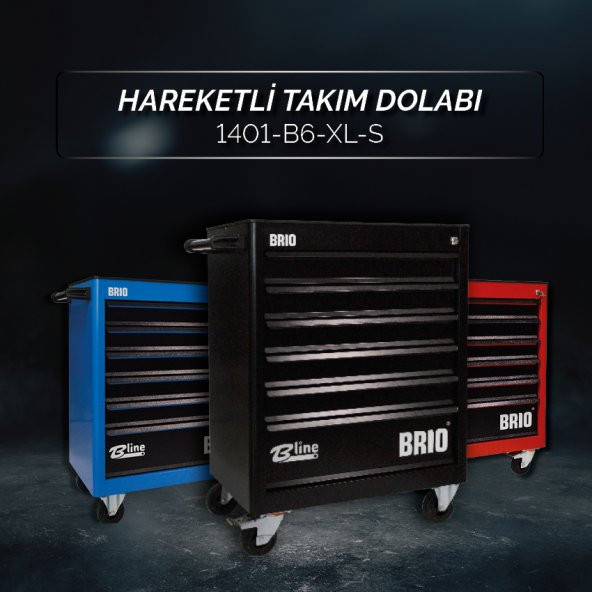 Brio Hareketli Tekerlekli Takım Dolabı Takım Arabası 6 Çekmeceli Kilitli XL 256 Parça Siyah Dolu - 2