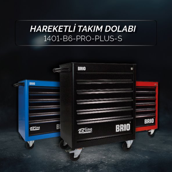 Brio Hareketli Tekerlekli Takım Dolabı Takım Arabası 6 Çekmeceli Kilitli Pro Plus 248 Parça Siyah İçi Dolu - 2