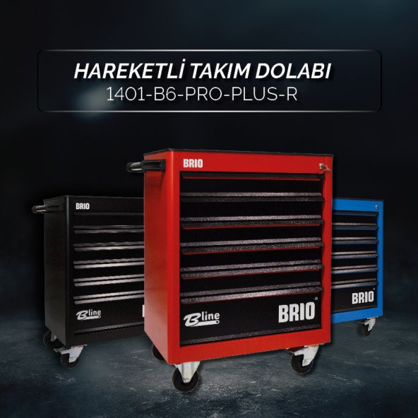 Brio Hareketli Tekerlekli Takım Dolabı Takım Arabası 6 Çekmeceli Kilitli Pro Plus 248 Parça Kırmızı Dolu - 2