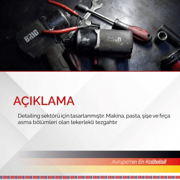 Brio Hareketli Temizlik Tezgâhı Detailing Tezgahı Kırmızı - 3