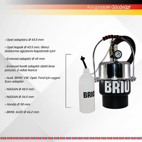 Brio Fren Hava Alma Makinası Universal Adaptör Setli Komple - 4