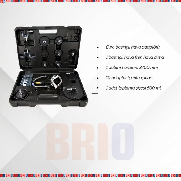 Brio Fren Hava Alma Makinası Universal Adaptör Setli Komple - 5