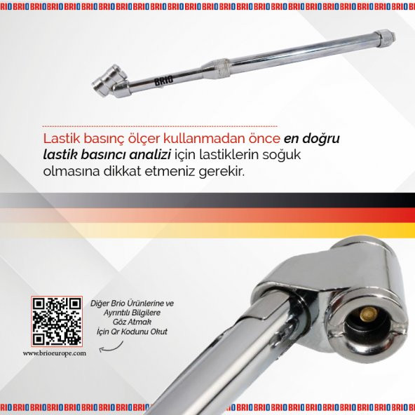 Brio Lastik Basınç Ölçer 10-160 Psı - 4