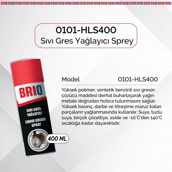 Brio Sıvı Gres Yağı Sprey Sıvı Gres Yağlayıcı Sprey 400 Ml - 2