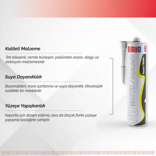 Brio Pu Mastik 280 Ml 40S Beyaz - 3