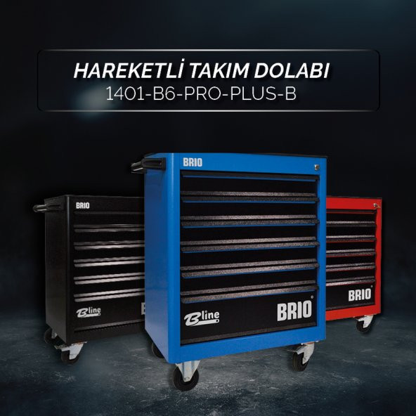 Brio Hareketli Tekerlekli Takım Dolabı Takım Arabası 6 Çekmeceli Kilitli Pro Plus 248 Parça Mavi Dolu - 2
