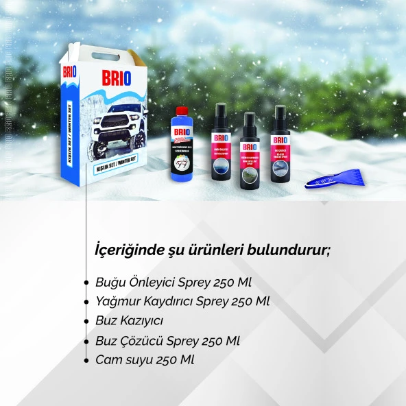 Brio Kışlık Set Plus Buğu Önleyici+Yağmur Kaydırıcı+Buz Kazıyıcı+Buz Çözücü+Cam Suyu -50 Derece - 3