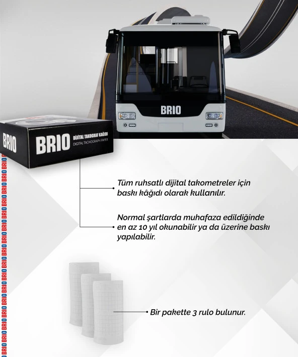 Brio Takograf Kağıdı Dijital Rulo 3 Lü 10 Paket - Resim 4