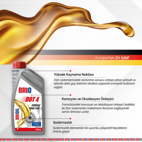 Brio Fren Hidrolik Yağı Dot4 500Ml - Resim 3