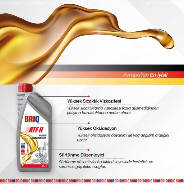 Brio Otomatik Şanzıman Yağı Atf2 1 Litre Kırmızı - 3