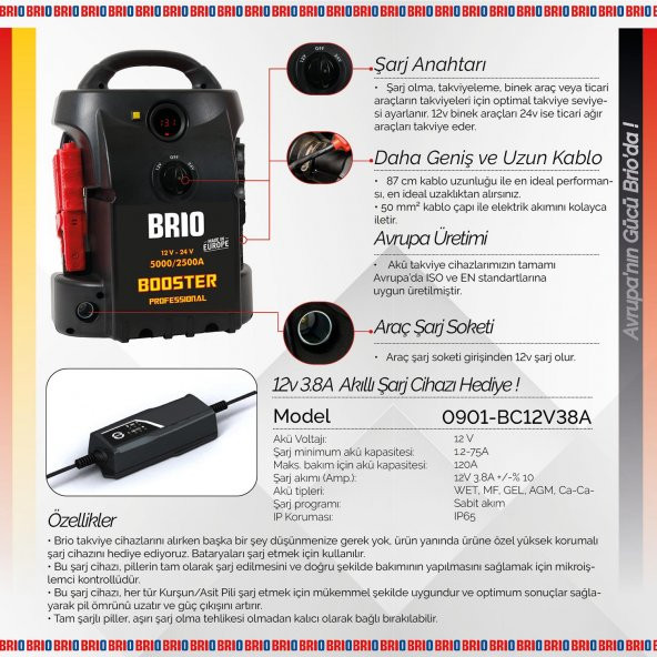 Brio Akü Takviye Cihazı 12X24V 5000A - 6