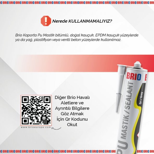 Brio Pu Mastik & Yapıştırıcı 280 Ml 40S Gri - 5