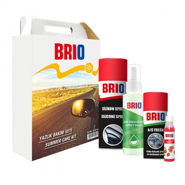 Brio Yazlık Bakım Seti Silikon Sprey + Sprey Koku + Klima Tazeleme Spreyi + Cam Temizleme Sabunu - 2