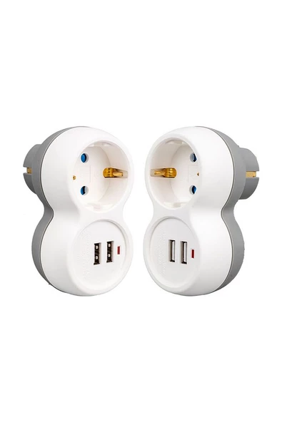Vrm0101u 250v 16a Tekli Topraklı Priz Çift Usb'li 5v 2a - 2