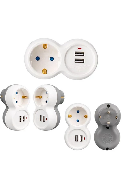 Vrm0101u 250v 16a Tekli Topraklı Priz Çift Usb'li 5v 2a - 4