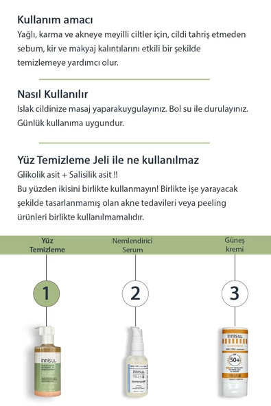 Yağlı, Karma Ciltler Için Sivilce Siyah Nokta Karşıtı Arındırıcı Yeşil Çay Özlü Temizleme Jeli 200ml - 3