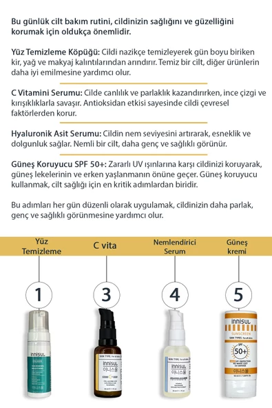 Cilt Aydınlatma Ve Güneşten Koruma Günlük Bakım Seti: 15% C Vitamini Serum Ve Arbutin Ile Güneş Krem - 4