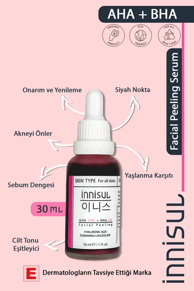 10% AHA + 2% BHA Gözenek Sıkılaştırıcı Ve Akne Karşıtı, Cilt Yenileyici Kırmızı Peeling Serum 30 ml ürün görseli