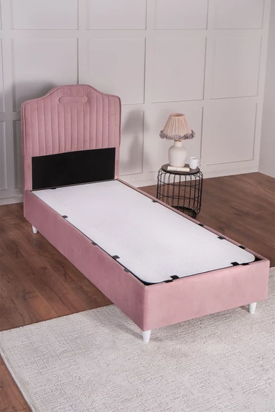 Kilim Mobilya Royal Lux Sandıklı Baza Başlık Paket Yaylı Pedli Yatak Seti Pembe 90X190 - 2